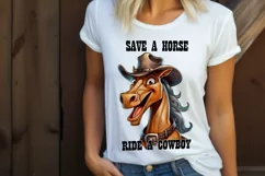Save a Horse Ride a Cowboy Print | Funny Cowboy Horse PNG Product Image 2
