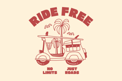 Ride Free Vintage Summer Riding Beach T shirt Design Product Image 1