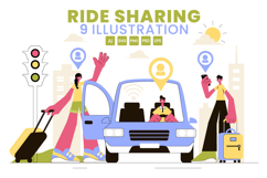 9 Ride Sharing Services Illustration Product Image 1
