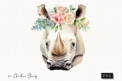 Rhino With Flower Crown PNG | Spring PNG Product Image 1