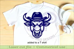 Bull head, Cowboy hat with ring wall art sign, SVG file Product Image 3