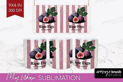 Ripe Fig Vintage Fruit Mug Wrap Summer Mug PNG Sublimation Product Image 1