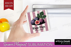 Ripe Fig Vintage Fruit Magnet Sublimation Summer Square PNG Product Image 1