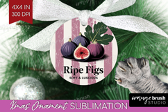 Ripe Fig Vintage Fruit Ornament PNG Summer PNG Sublimation Product Image 1