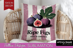 Ripe Fig Vintage Fruit Pillow Sublimation Summer Pillow PNG Product Image 1