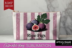 Ripe Fig Vintage Fruit Cosmetic Bag Summer Makeup Bag PNG Product Image 1