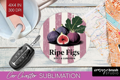 Ripe Fig Vintage Fruit Car Coaster Summer Coaster PNG Product Image 1