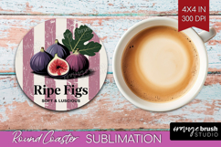 Ripe Fig Vintage Fruit Round Coaster Summer Coaster PNG Product Image 1