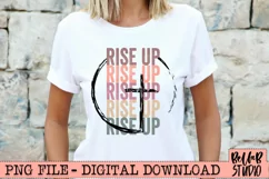 Rise Up Stacked Letters Vintage Cross PNG Sublimation Design Product Image 1