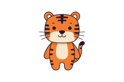 Cute cartoon tiger character in flat design style smiling jo Product Image 1