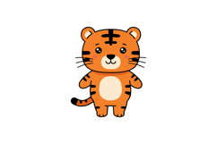 Cute cartoon tiger character with an orange and black stripe Product Image 1