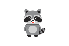 Cute cartoon raccoon character in flat design style, cheerfu Product Image 1