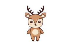 Cute cartoon deer character in a minimal style with large ey Product Image 1
