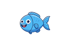 Happy blue fish swimming joyfully in a vibrant ocean environ Product Image 1