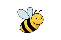 Cheerful cartoon bee with big eyes and soft wings in minimal Product Image 1