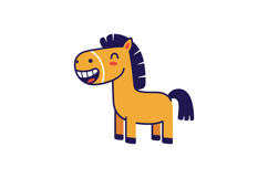 Happy cartoon horse with a big smile in flat design vector a Product Image 1