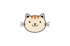 Cute cartoon cat face in flat design style featuring playful Product Image 1