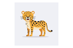 Playful cartoon leopard standing confidently with a cheerful Product Image 1