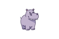 Happy cartoon hippopotamus with a big smile in a minimal vec Product Image 1