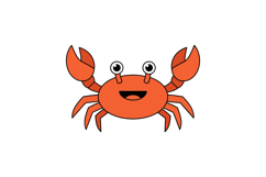 Cheerful orange crab character with big eyes in a flat vecto Product Image 1