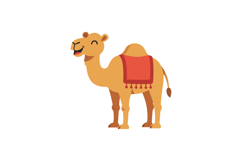 Happy camel with a red saddle in a playful flat vector illus Product Image 1