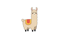 Cute and fluffy llama with a colorful saddle in a flat vecto Product Image 1