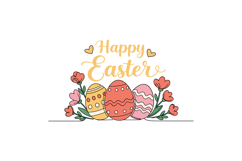 Colorful Easter eggs surrounded by flowers in a playful and Product Image 1