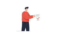 Person casting a vote in a minimal flat vector illustration Product Image 1