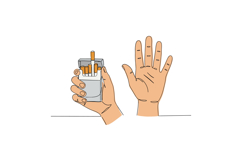 Hand holding a cigarette pack with raised palm in minimal ve Product Image 1