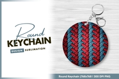 Braided Red and Blue Knitted Pattern round keychain png Product Image 1