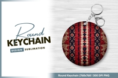 Detailed Close Up of Woven Textile in Red round keychain png Product Image 1