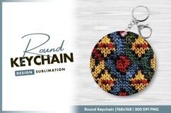 Colorful Knitted Textile Pattern in a round keychain png Product Image 1