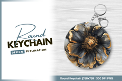 Abstract floral painting round keychain png Product Image 1