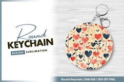 Watercolor Heart Flowers in a Circle with Round Keychain Product Image 1