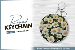 Daisy Flowers Painting White Petals Yellow Round Keychain Product Image 1