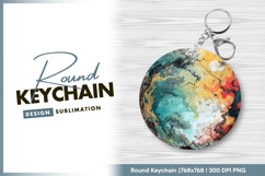 Colorful Abstract Landscape Illustration Round Keychain Product Image 1