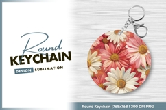 Floral Daisy Arrangement in a Circle with Round Keychain Product Image 1