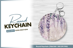 Purple wisteria flowers hanging on grunge Round Keychain Product Image 1