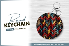 Colorful Knitted Texture in a Round Shape Round Keychain Product Image 1