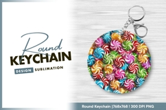 Colorful Swirl Candies in a Round Arrangement Round Keychain Product Image 1