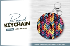 Colorful Knitted Texture in a Round Shape Round Keychain Product Image 1