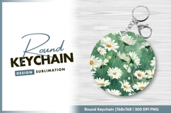White Daisies with Yellow Centers in a Round Keychain Product Image 1