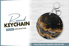 Black gold abstract art round keychain png Product Image 1