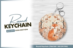 Watercolor Illustration of a Fox in a Forest Round Keychain Product Image 1