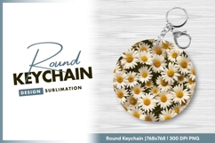 Close-up of White Daisies with Yellow Centers Round Keychain Product Image 1