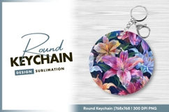 Colorful Lily Flowers Arrangement in a Round Keychain Product Image 1