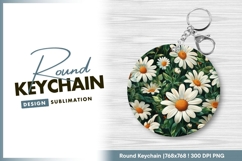 Daisy Flowers with White Petals and Orange Round Keychain Product Image 1