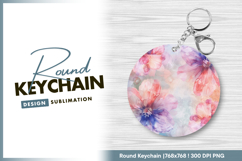 Watercolor floral pattern round keychain png Product Image 1