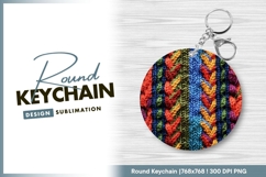 Colorful Knitted Pattern in a Circle Shape Round Keychain Product Image 1