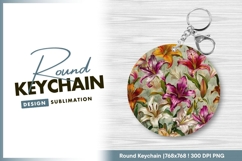 Floral Arrangement of Lilies in a Circle with Round Keychain Product Image 1